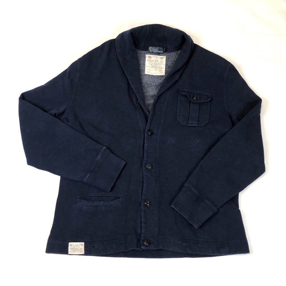 Polo Ralph Lauren RL Mens Navy Blue Sportsman Shawl Collar Button Front Cardigan - Picture 15 of 15